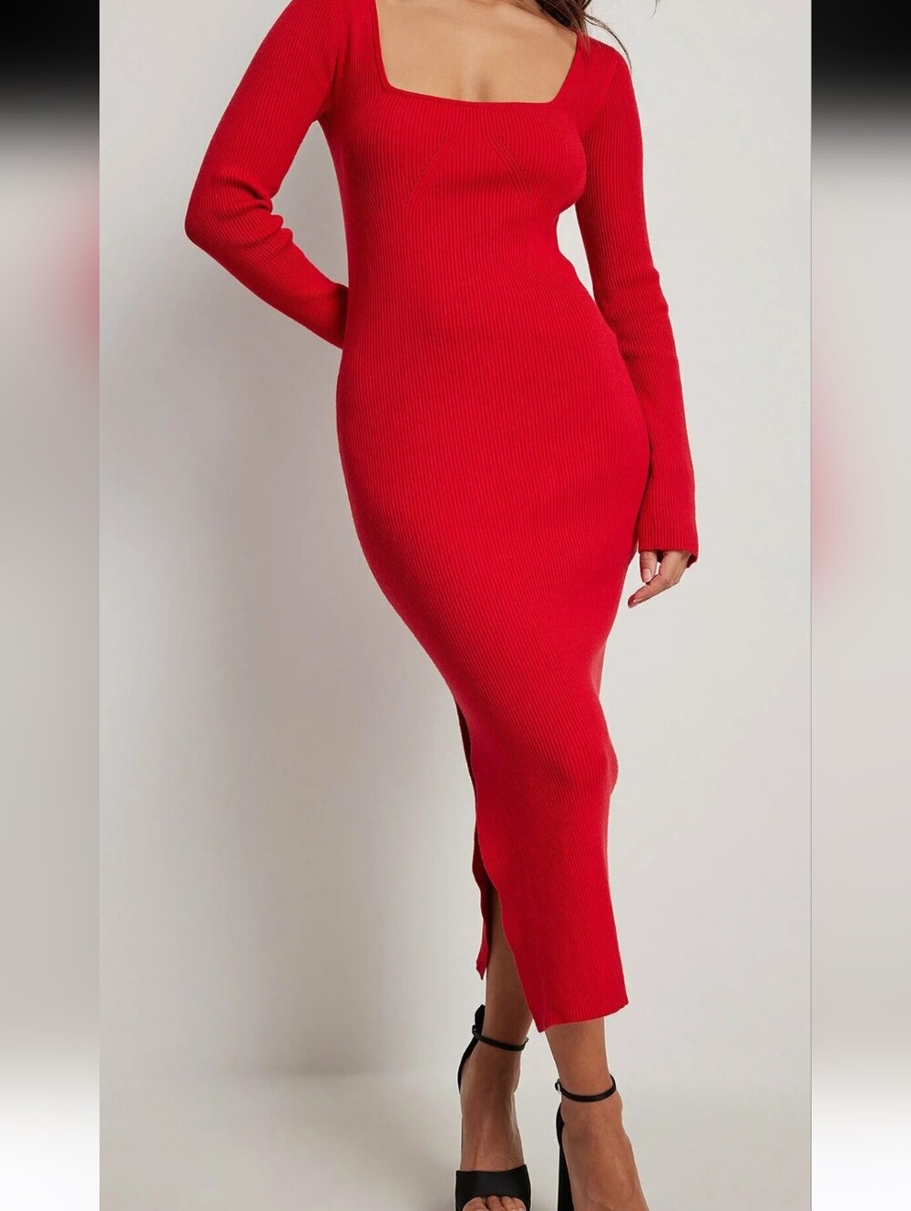 NA-KD Scoop Neck Midi Slit Dress Size XS - Picture 3 of 10